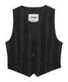 Msgm Striped Single-breasted Gilet In Black