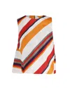 Msgm Striped Sleeveless Top In Multicolor Linen In Multi