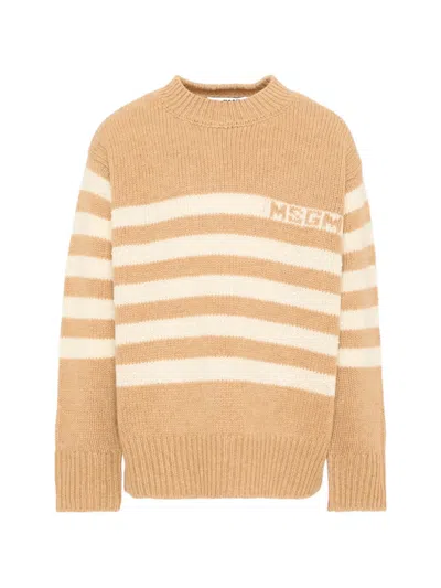 Msgm Kids' Striped Sweater In Neutrals