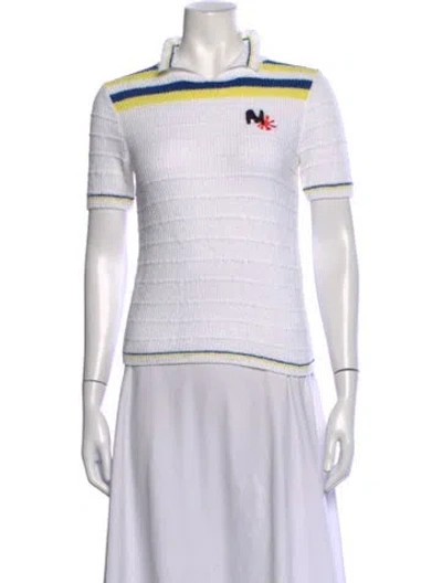 Pre-owned Msgm Striped Sweater In White