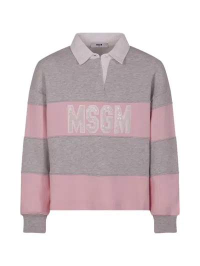 Msgm Kids' Striped Sweatshirt In Pink