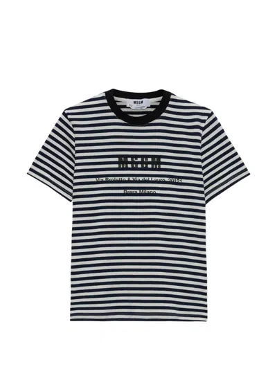 Msgm Striped T-shirt In Multi