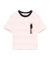 Msgm White And Pink Striped Cotton T-shirt With Bow In Pink