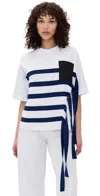 Msgm Striped Tee With Pocket Optical White In Optical White