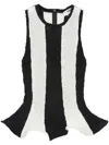Msgm Stripe Sleeveless Top Black In Black