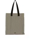 Msgm Striped Tote Bag In Black