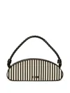 Msgm Striped Tote Bag In Black
