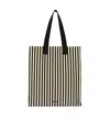 Msgm Striped Tote Bag In Black