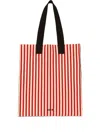 Msgm Striped Tote Bag In White