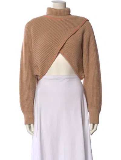 Pre-owned Msgm Striped Turtleneck Sweater In Neutral
