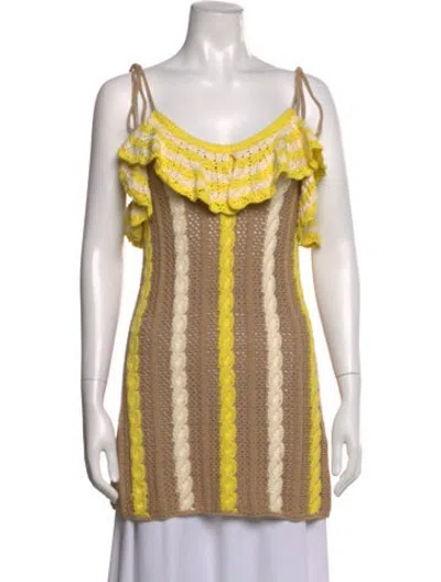 Pre-owned Msgm Striped V-neck Sweater In Multicolor