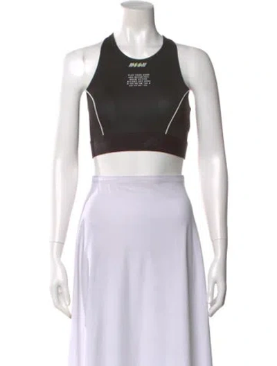 Pre-owned Msgm Striped V-neck Top In Black