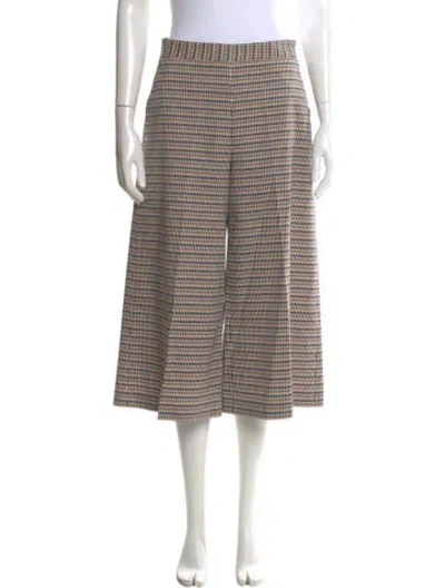 Pre-owned Msgm Striped Wide Leg Pants In Brown