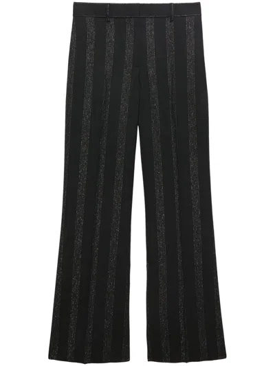 Msgm Gestreifte Wide-leg-hose In Schwarz