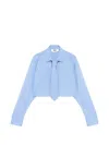 Msgm Stripe-pattern Cropped Shirt In Blue