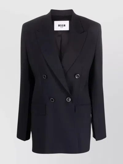 Msgm Structured Double-buttoned Suit Jacket In Blue