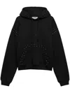 Msgm Stud Detailing Logo-embroidered Drawstring Hoodie In Black
