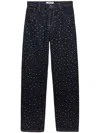 Msgm Stud-embellished Cotton Jeans In Blue