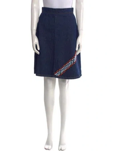 Pre-owned Msgm Studded Accents Knee-length Skirt In Blue