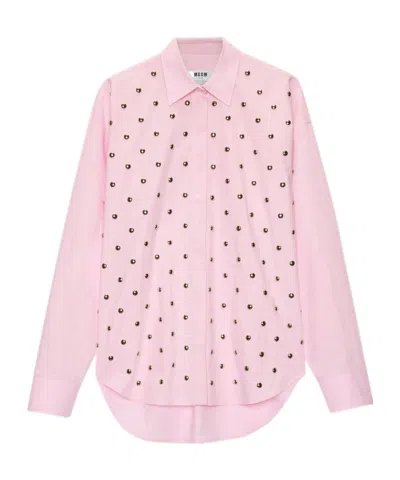 Msgm Embellished Shirt In Pink