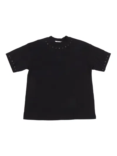 Msgm Studded Over Jersey T Shirt Girl In Black