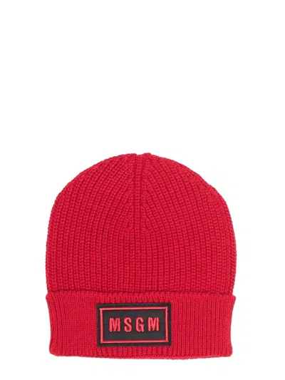 Msgm Stylish Wool Blend Hat For Teens In Red