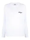 Msgm White Crewneck Sweatshirt With Script Logo In White