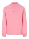 Msgm Mock-neck Logo-print Top In Nude