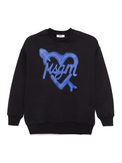 Msgm Kids' Maxisweatshirt In Black