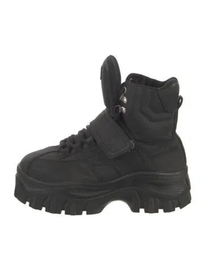 Pre-owned Msgm Suede Combat Boots In Black