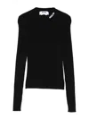 Msgm Fitted Long-sleeve Ribbed Top With Structured Shoulders In Black