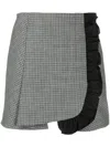 Msgm Ruffled-trim Wool Mini Skirt In Gray