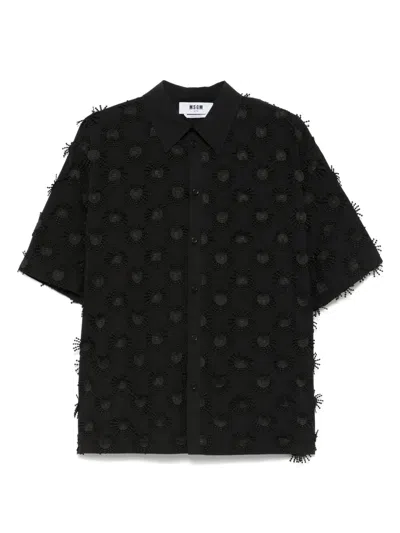 Msgm Hemd Mit Sonnenapplikation In Black