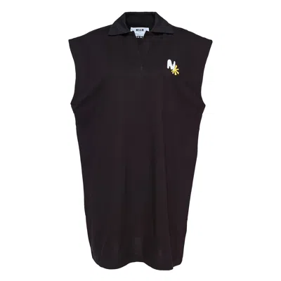 Msgm Sunny M Wave Sleeveless Polo Dress In Black