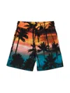 Msgm Sunset-print Drawstring Shorts In Orange