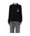 Msgm Embroidered Crewneck Sweater In Black