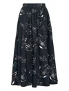 Msgm Swan-print Midi Skirt In Black
