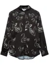 Msgm Swan-print Shirt In Black