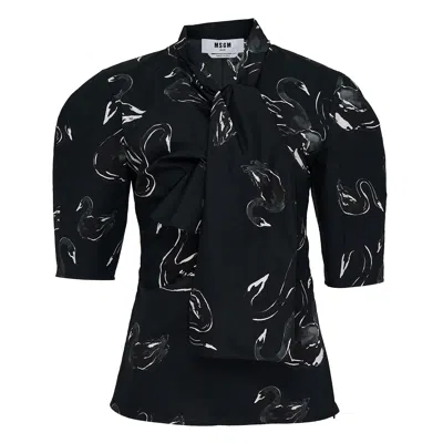 MSGM SWANS OVERSIZED BOW DETAIL TOP