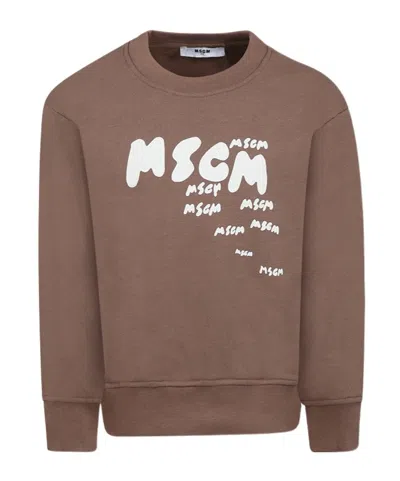 Msgm Sweat Shirt In Brown