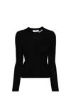 Msgm Intarsia-logo Knitted Top In Black