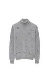 Msgm Embroidered Turtleneck Sweater In Grey
