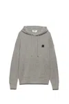 Msgm Logo Patch Drawstring Hoodie In Grey