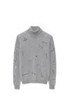 Msgm Embroidered Turtleneck Sweater In Grey