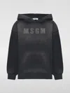 Msgm Logo Printed Straight Hem Hoodie In Schwarz