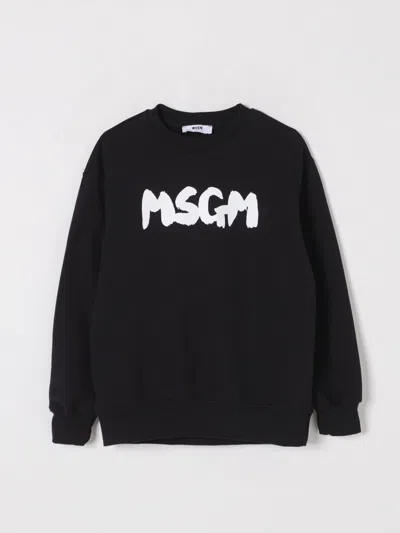 Msgm Kids' Logo-print Cotton Sweatshirt In Black