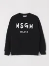 Msgm Black Sweashirt For Kids With Logo In Black