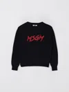 Msgm Black Sweatshirt For Kids With White Logo In Animal Print