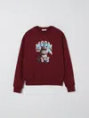 Msgm Cat-print Crew-neck Sweatshirt In Burgundy