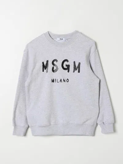 Msgm Kids' Logo-print Cotton Sweatshirt In Grey